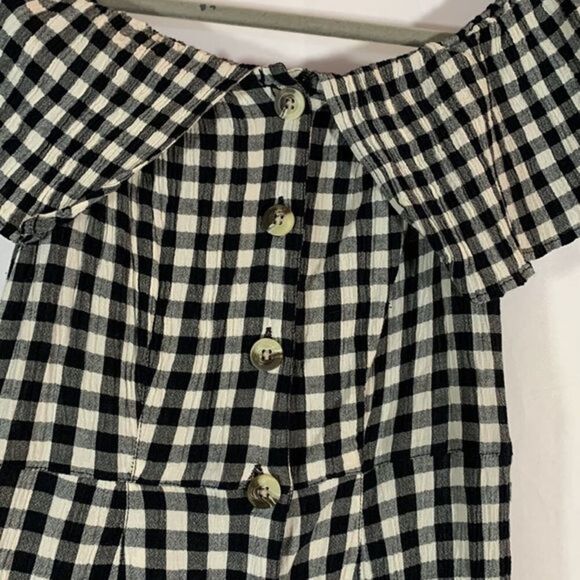 Topshop Black & White Button-Down Checkered Romper - Picture 3 of 7